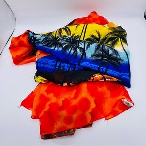 EUC Unitalla Ocean Sunset Palm Tree Scarf/Sarong
